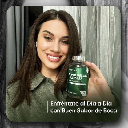 Super Greens Suplemento 90 Gominolas - 8 Super Alimentos Con Vit B12 Y Zinc