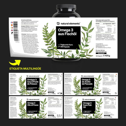 Omega 3 2000Mg Por Dosis Diaria - 365 Cápsulas De Omega-3 - Máxima Concentración De DHA 240Mg Y EPA 360Mg - Probada En Laboratorio Y Fabricada En Alemania