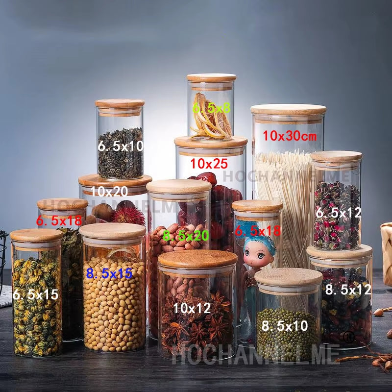 Glass Jar with Lid Cookie Kitchen Storage Jars and Lids Mason Candy Spices Glass Container Wholesale Condiments Organizer