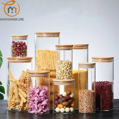 Glass Jar with Lid Cookie Kitchen Storage Jars and Lids Mason Candy Spices Glass Container Wholesale Condiments Organizer