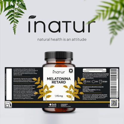 Melatonina Retard 1,9 Mg – Liberación Prolongada - 365 Comprimidos Veganos