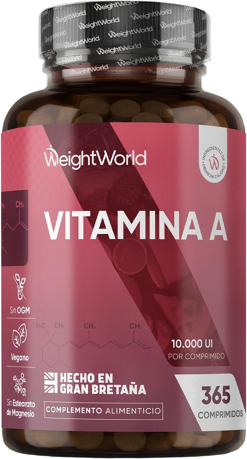 Vitamina a 10000 UI - 365 Comprimidos Acetato De Retinol Vegano Para 1 Año