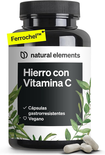 Ferrochel™ Hierro Con Vitamina C (42Mg) - 180 Cápsulas Gastrorresistentes - 20Mg De Bisglicinato De Hierro (Quelato De Hierro) - Materia Prima De Primera Calidad - Probado En Laboratorio Y Vegano